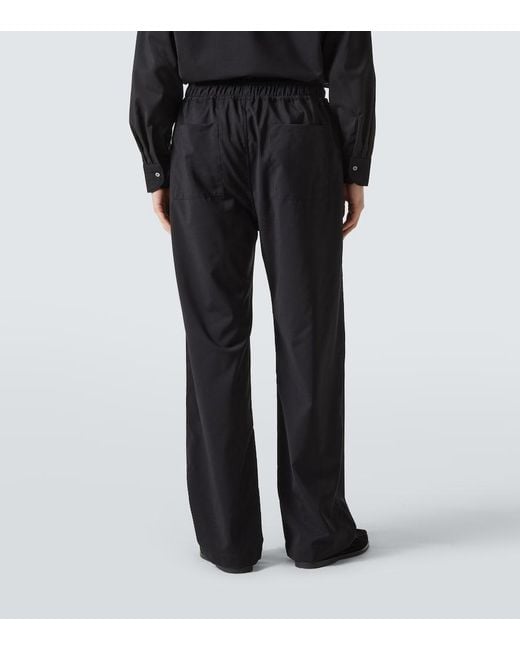 Saman Amel Black Wool Wide-Leg Pants for men