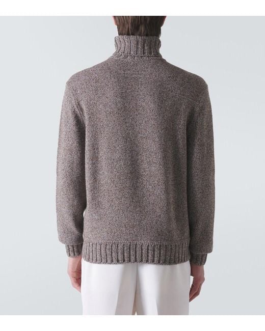 Zegna Gray Cashmere Turtleneck Top for men