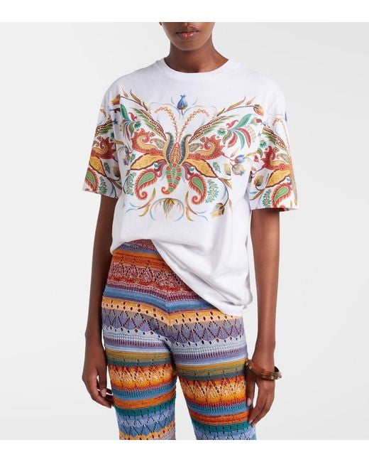 Etro White Printed Cotton Jersey T-Shirt