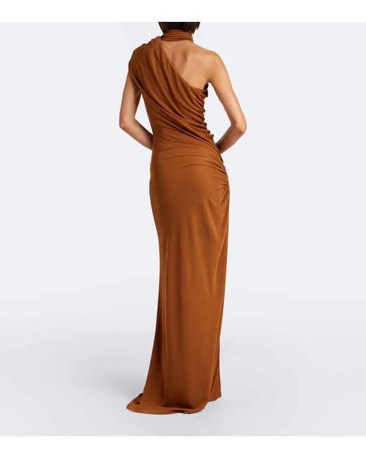 Christopher Esber Brown Helix Crystal Draped Gown