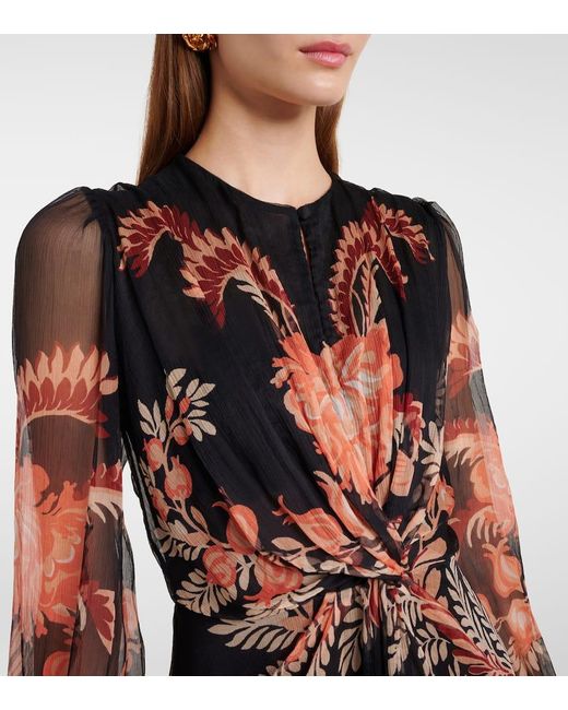 Etro Red Bedrucktes Midikleid Aus Seide