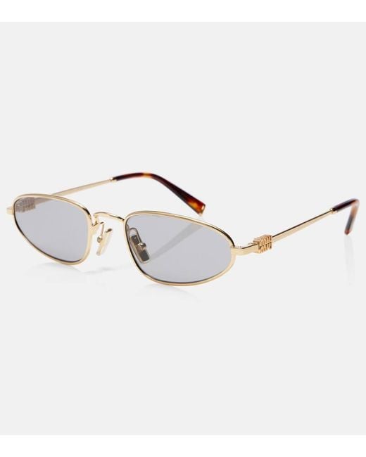 Miu Miu Metallic Logo Oval Sunglasses