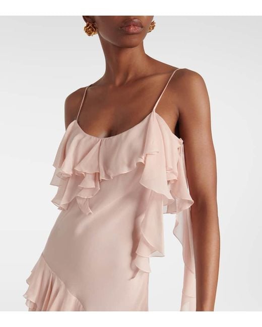 Blumarine Pink Ruffled Silk Georgette Minidress