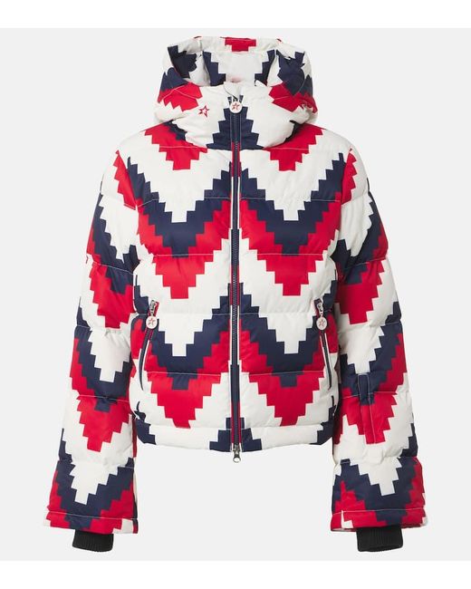 Perfect Moment Red Polar Flare Chevron Down Ski Jacket