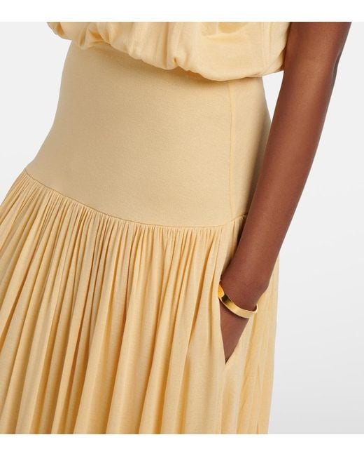 Totême Metallic Gathered Jersey Maxi Dress