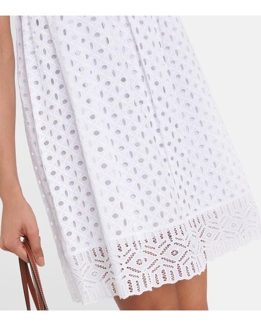 Tory Burch White Cotton Broderie Anglaise Minidress