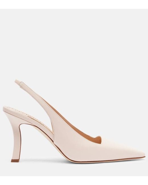Manolo Blahnik Natural Moiramu Leather Slingback Pumps