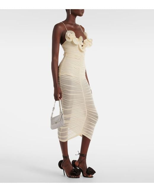 Magda Butrym Black Floral-Applique Satin Sandals