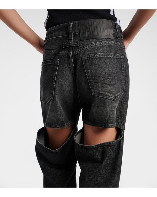 Jean Paul Gaultier Black Cutout Mid-Rise Wide-Leg Jeans