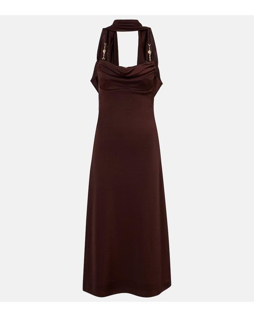 Rebecca Vallance Purple Isla Scarf-Detail Midi Dress