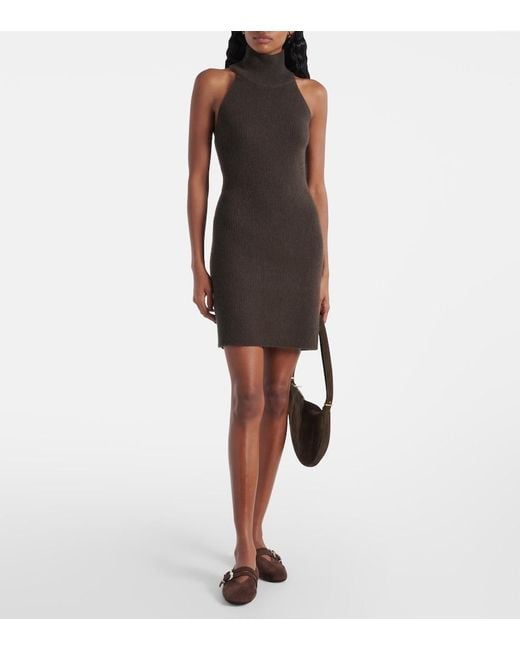 Lisa Yang Brown Lisa Cashmere Turtleneck Minidress