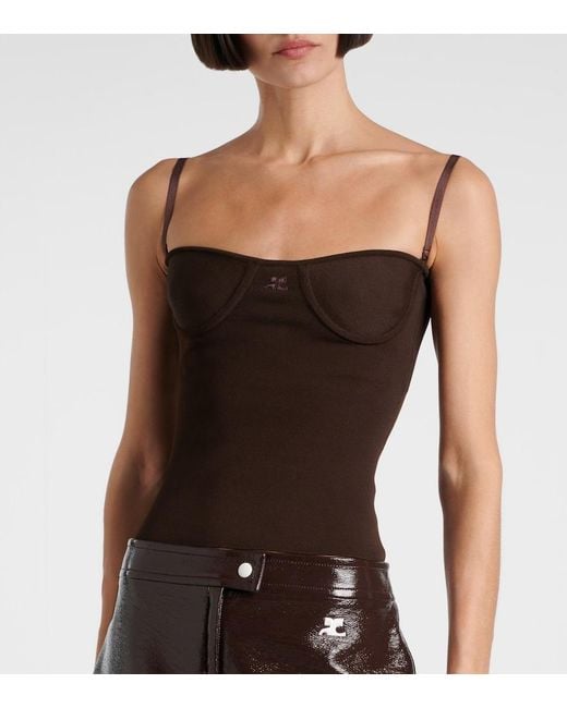 Courreges Brown Logo Tank Top