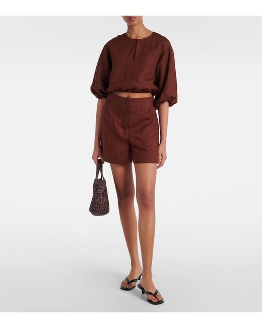 Eres Red Gracieux Linen Crop Top