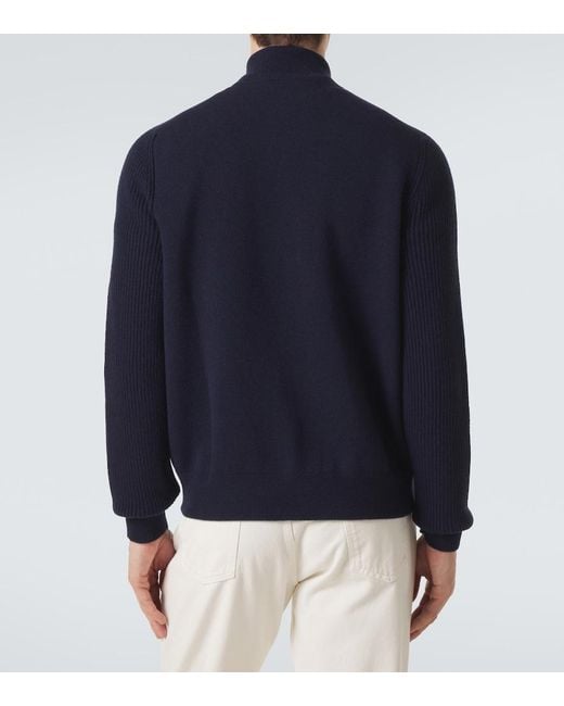 Lardini Blue Knitted Wool-Blend Jacket for men
