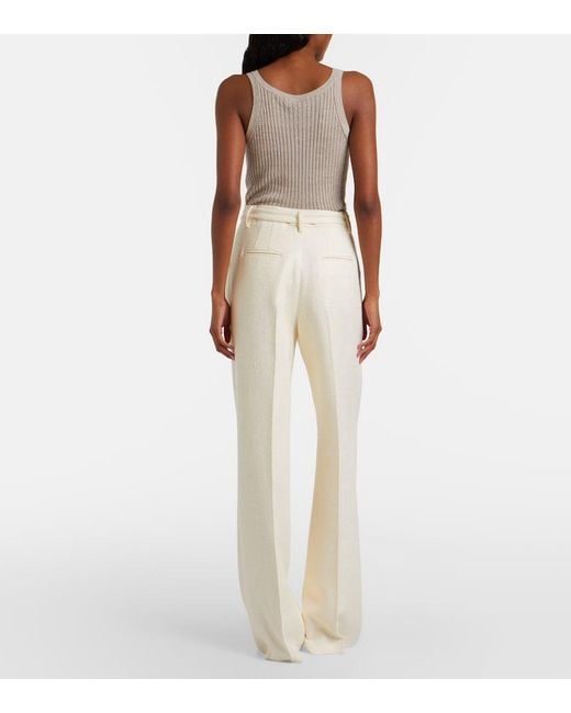 Gabriela Hearst White Norman Belted Silk And Wool Wide-Leg Pants