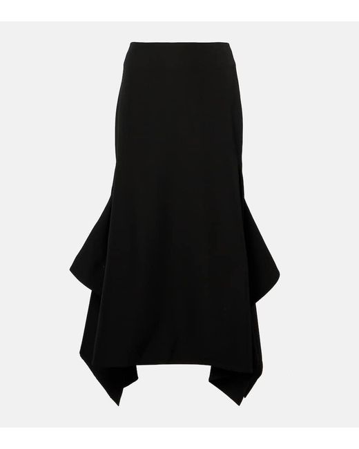 Falda Midi De Lana Virgen Drapeada Erdem de color Black