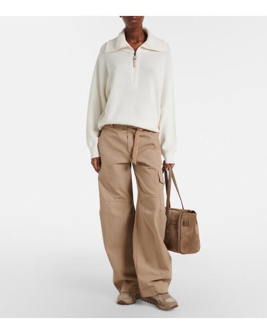 Brunello Cucinelli Gray Shearling-Trimmed Sneakers
