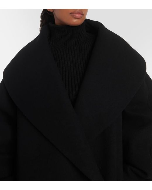 Alaïa Black Cocoon Wrap Virgin Wool Coat
