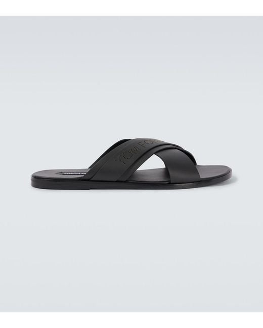 Tom Ford Brown Preston T Leather Sandals for men