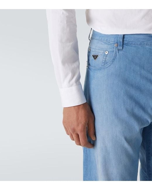 Prada Blue Mid-Rise Straight Jeans for men