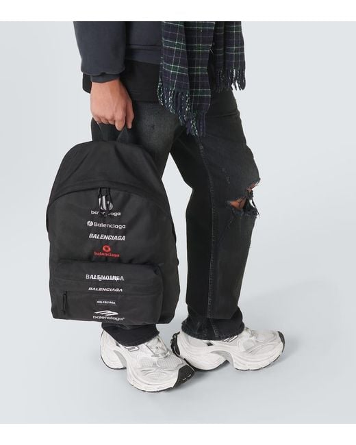 Balenciaga Black Explorer Logo Backpack for men