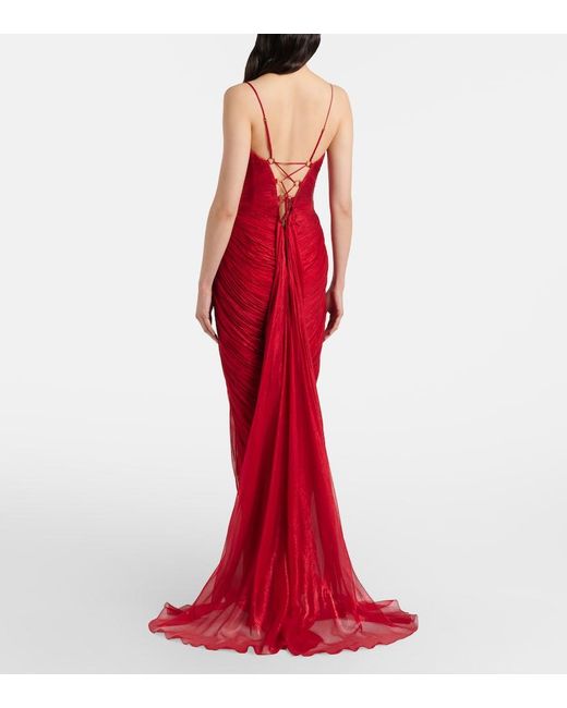 Maria Lucia Hohan Red Cecilia Draped Silk Gown