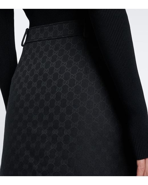 Gucci Black Gg Midi Skirt