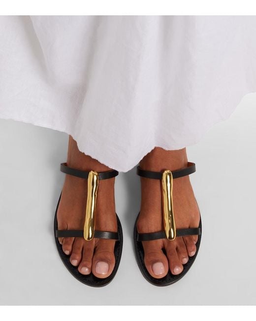 Amanu Black Sahara Embellished Leather Sandals