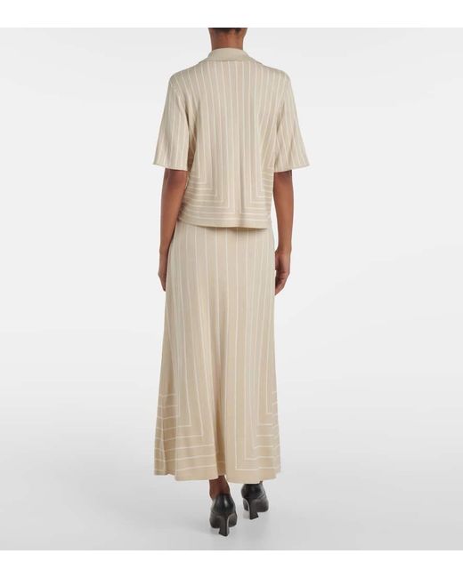 Joseph Natural Striped Cotton And Silk Polo Shirt