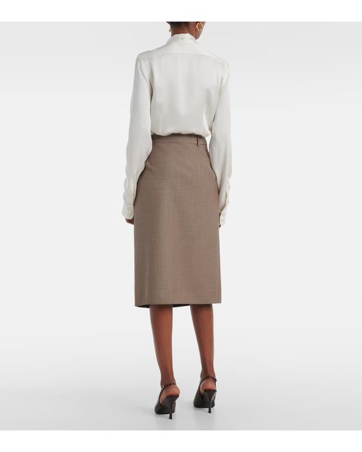 Stella McCartney Brown Houndstooth Wool Pencil Skirt