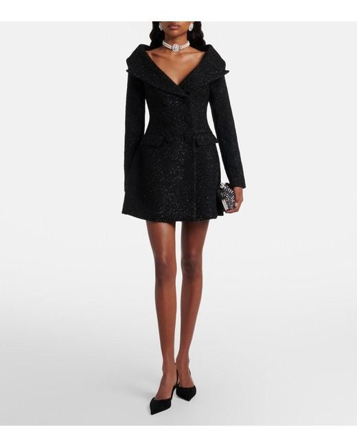 Self-Portrait Black Boucle Minidress
