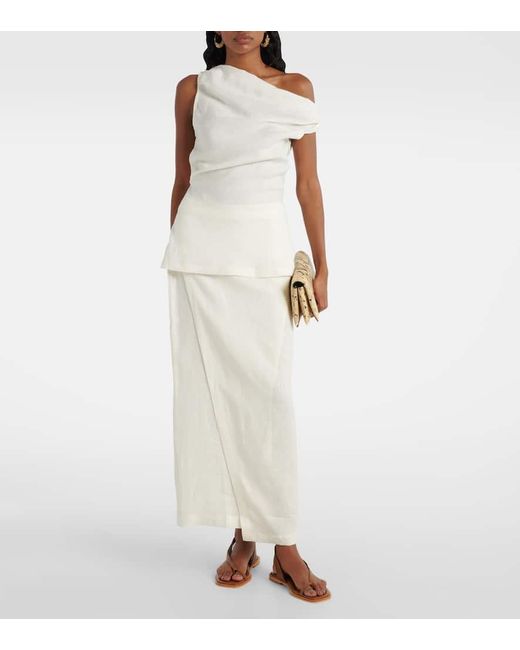 Falda Larga Suis De Lino Faithfull The Brand de color White