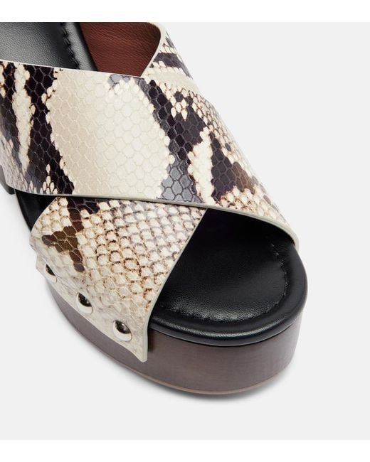 Paris Texas Black Marisol Snake-Effect Leather Platform Sandals