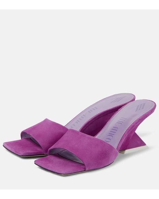 The Attico Purple Cheope 60 Suede Mules