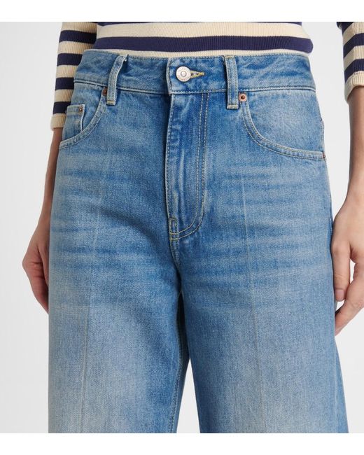 Valentino Blue Faded Wide-Leg Jeans