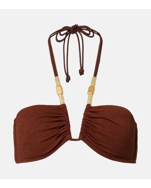ViX Brown Harper Carol Beaded Bikini Top