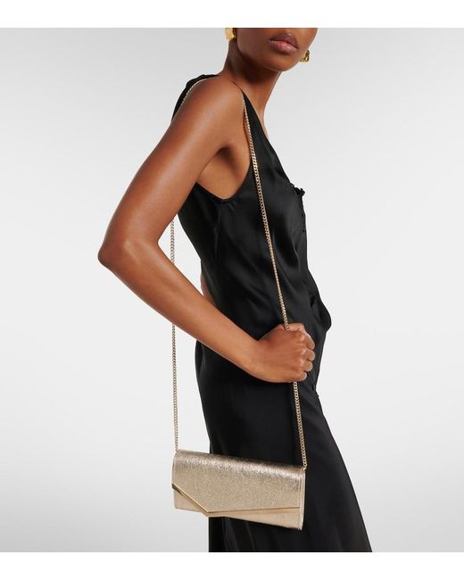 Jimmy Choo Natural Emmie Small Metallic Leather Clutch