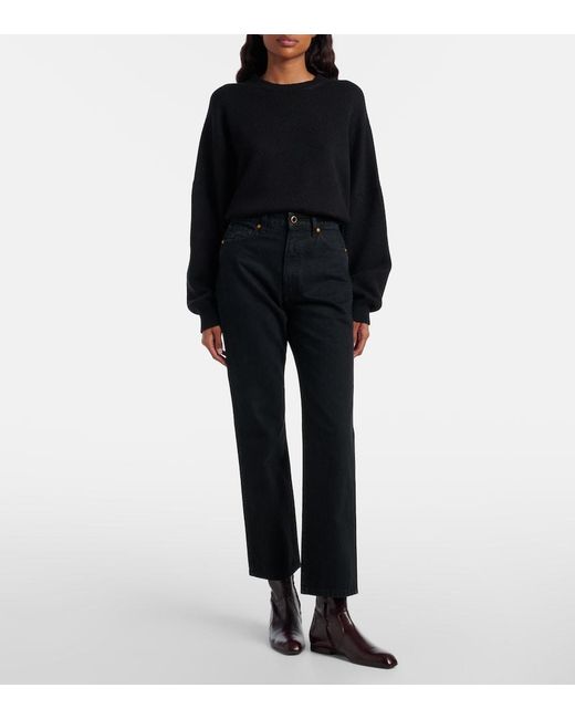 Khaite Blue Abigail Cropped Straight Jeans