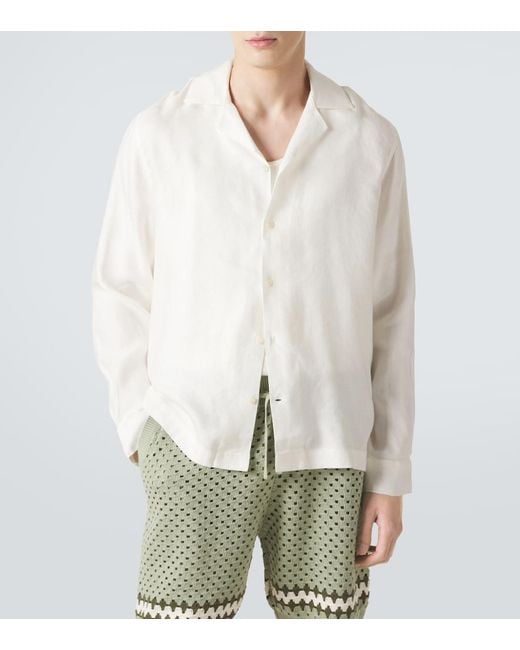 Frescobol Carioca White Safra Linen-Blend Shirt for men