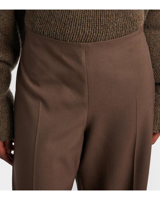 Khaite Brown Walter Cropped Virgin Wool Flared Pants
