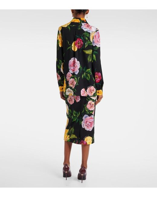 Dolce & Gabbana Black Printed Silk Shirt