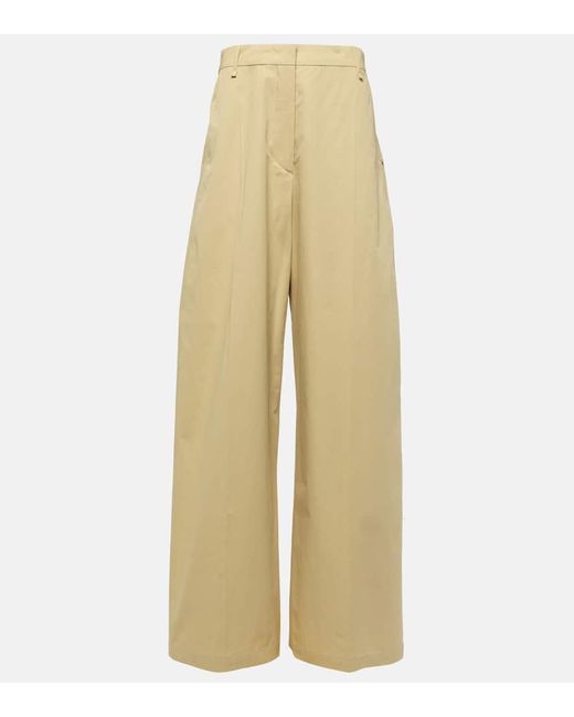 Sportmax Natural Gebe Low-rise Cotton Wide-leg Pants