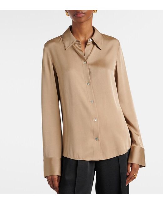 Vince Natural Silk-Blend Satin Shirt