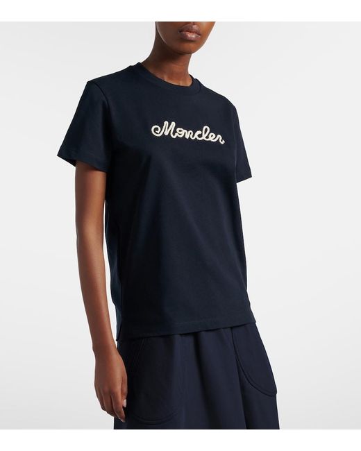 Moncler Blue Logo Cotton Jersey T-Shirt