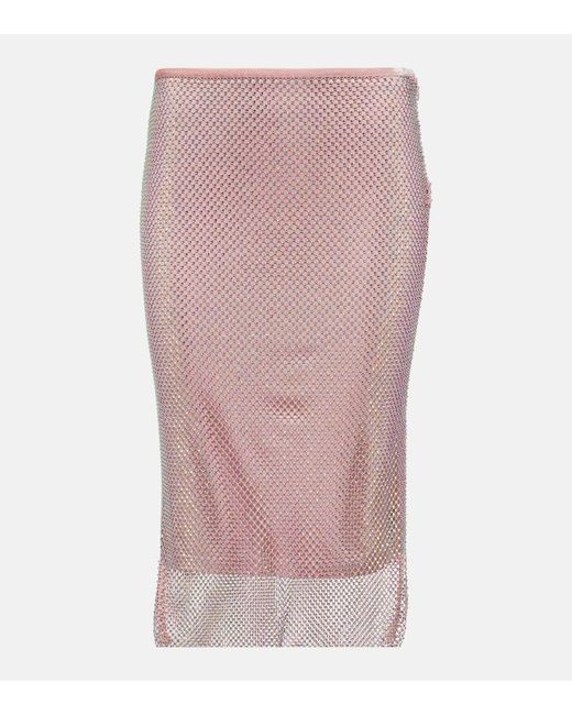 Falda midi de malla adornada Sportmax de color Pink