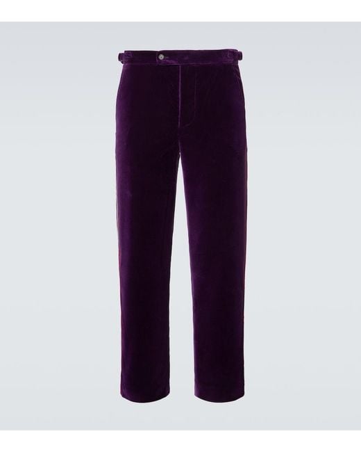 Bode Purple Showcase Cotton Velvet Suit Pants for men