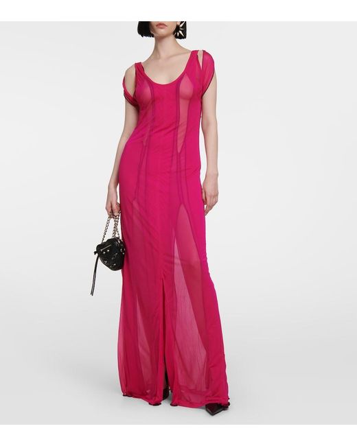 Y. Project Pink Chiffon Maxi Dress