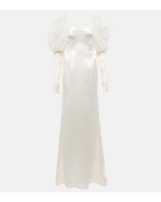 Danielle Frankel White Bridal Maren Wool And Silk Gown