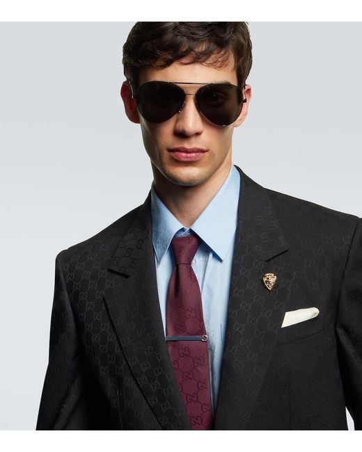 Gucci Gray Gg Aviator Sunglasses for men