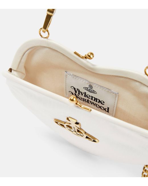 Vivienne Westwood White Belle Heart Mini Leather-trimmed Shoulder Bag